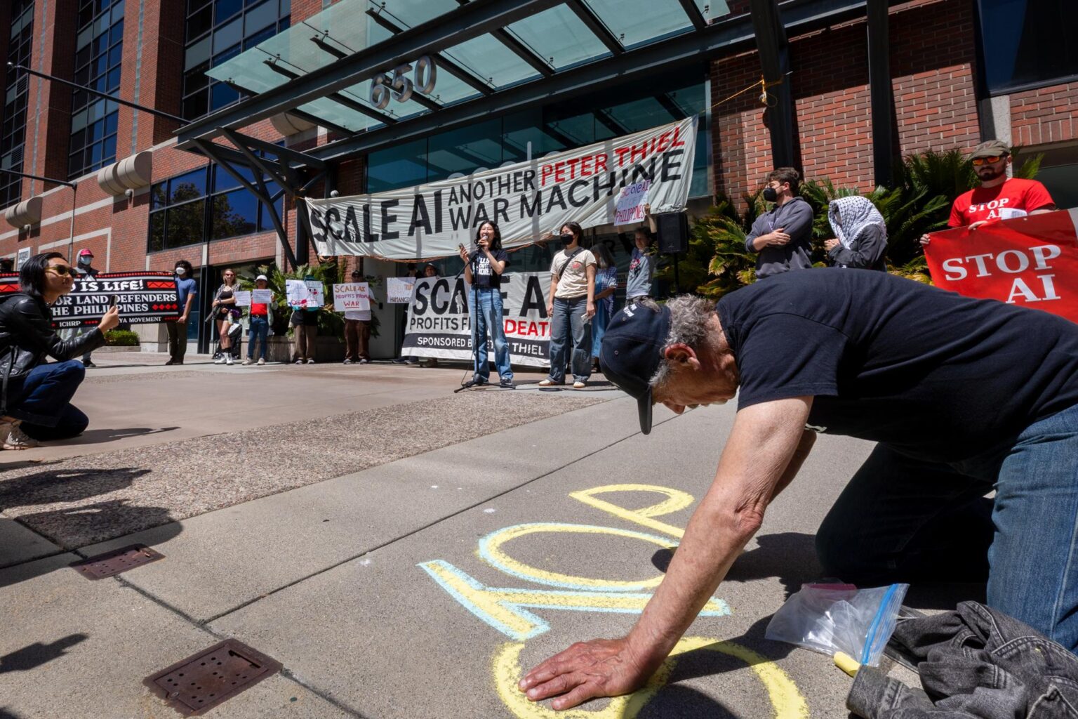 Protesters Against AI Militarization Rally at Scale AI in San Francisco – KQED